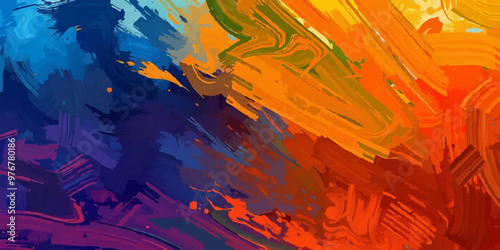 Abstract artwork with vibrant colors and swirling brushstrokes. multi colored background design