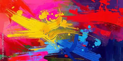 Abstract artwork with vibrant colors and swirling brushstrokes. multi colored background design