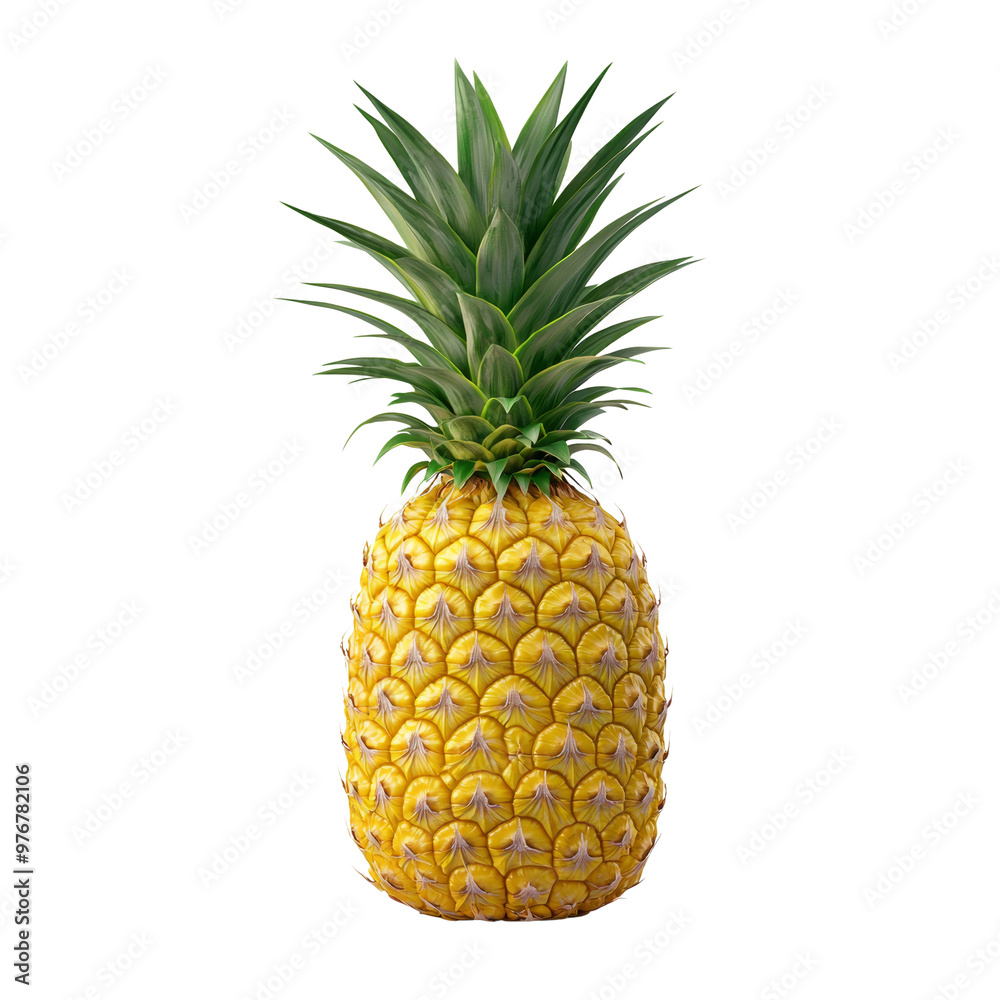 Fresh ripe pineapple with green leaves on a black background Fresh ripe pineapple with green leaves on a black background