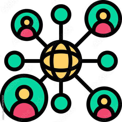 Network Colored Outline Icon Design Vector