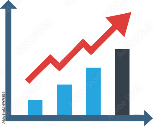 Bar Chart Vector Icon. Flat icon isolated on the white background. Editable EPS file. Vector illustration.