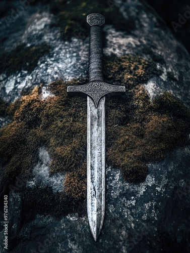 Sword on Rock with Moss