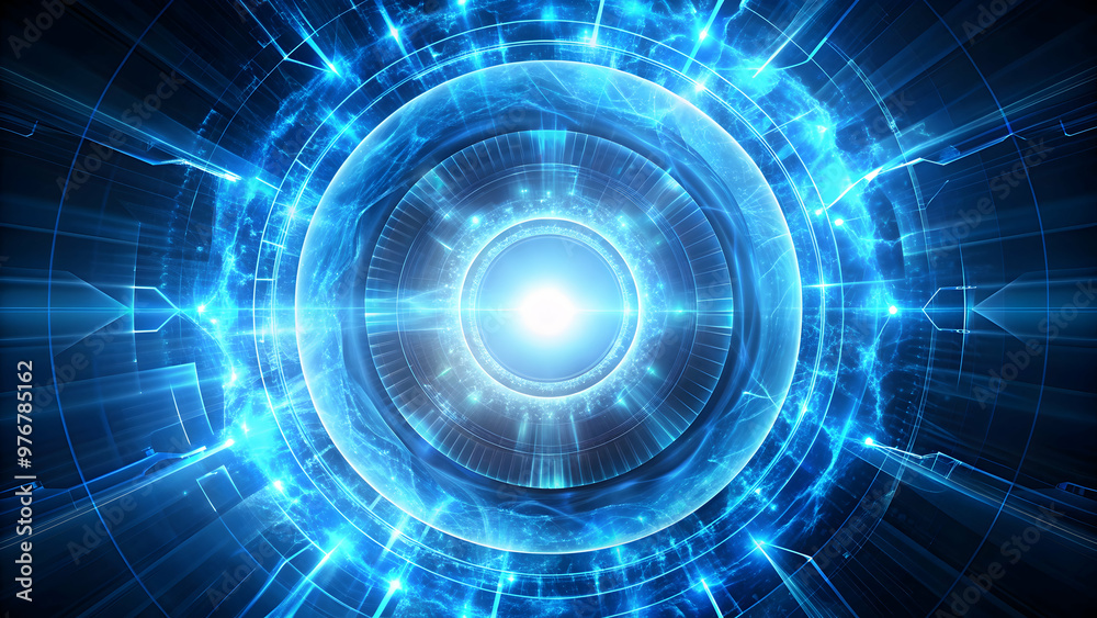 Obraz premium Futuristic blue energy core emitting light and power, technology, futuristic, energy, core, blue, advanced