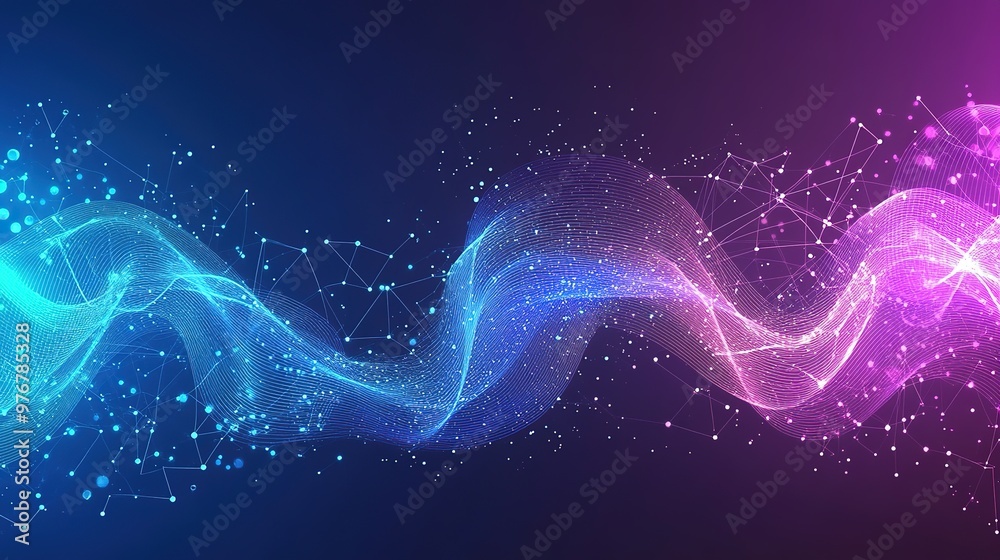 Modern abstract background featuring glowing lines and nodes symbolizing digital networks, communication, and technology, smooth gradients of blue, purple, and teal representing innovation Modern abstract background featuring glowing lines and nodes symbolizing digital networks, communication, and technology, smooth gradients of blue, purple, and teal representing innovation