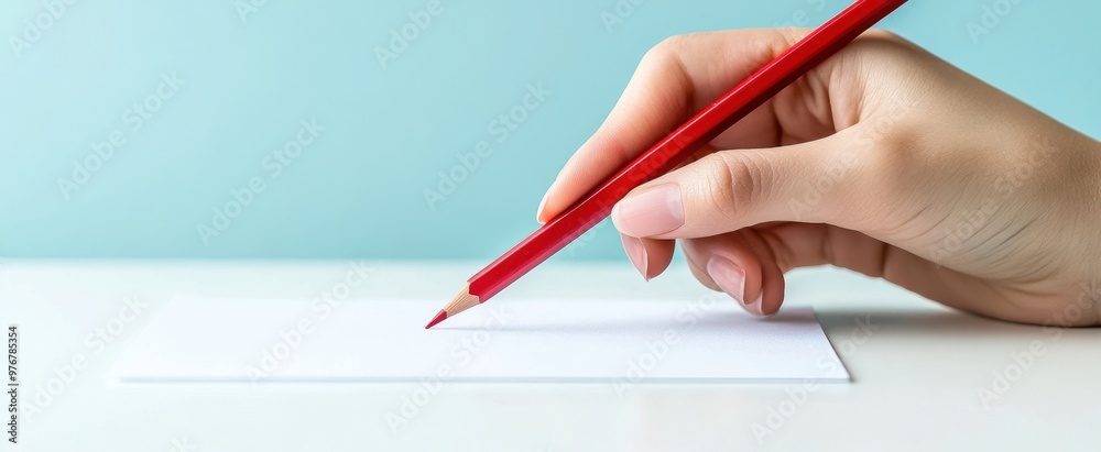 The Hand Holding Red Pencil The Hand Holding Red Pencil