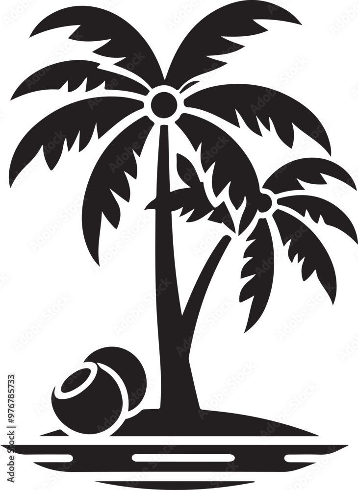 Fototapeta premium Coconut tree silhouette icon vector art illustration