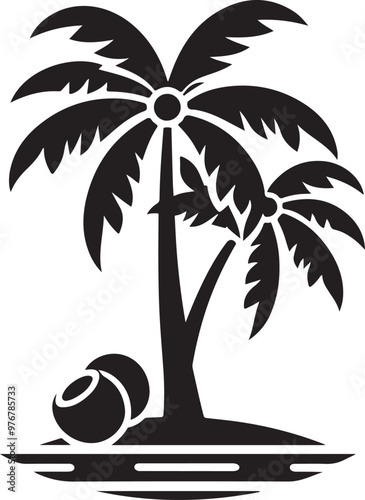 Coconut tree silhouette icon vector art illustration