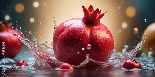 Pomegranate Splash - A Fresh and Juicy Fruit Burst. photo