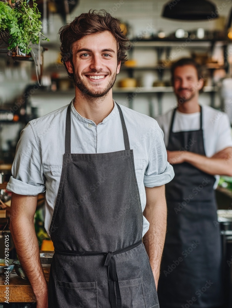 Two men in kitchen Two men in kitchen