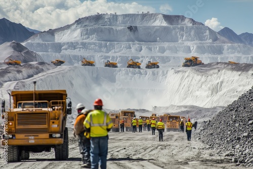Workers celebrate the discovery of lithium at a mining site