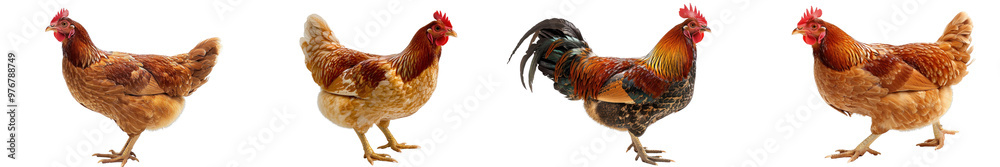 Fototapeta premium A high-quality image of a chicken, highlighting its domestic nature and behavior.