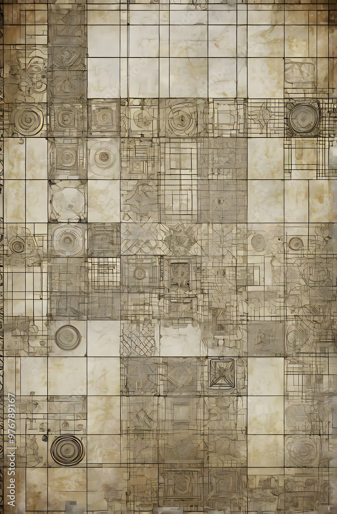 Obraz premium Futuristic 3D design, mosaic, multilayered abstract background - Generative AI
