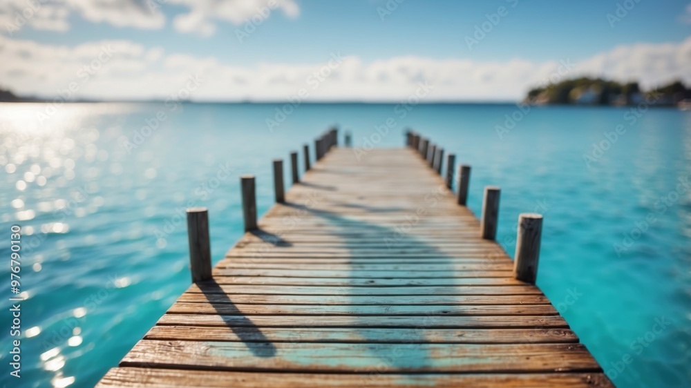 Aerial View of Wooden Pier in Turquoise Water. Aerial View of Wooden Pier in Turquoise Water.