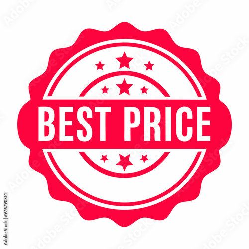 Best price stamp badge design, red color, value and affordability certification seal, with copy space