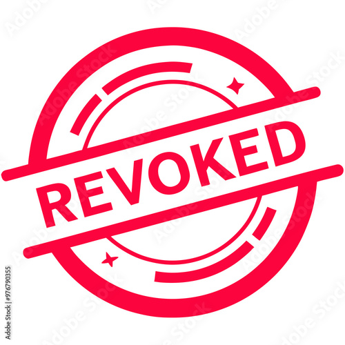 Revoked stamp badge design, red color, cancellation and retraction seal, with copy space photo