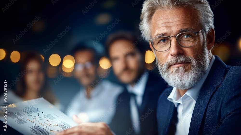 A man in a suit is holding a piece of paper and looking at the camera A man in a suit is holding a piece of paper and looking at the camera