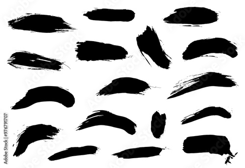 Obraz na płótnie Ensemble de traces de coups de pinceau à la peinture acrylique - Version 1 - Illustration sur fond transparent PNG, et JPEG w salonie