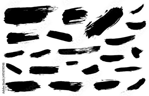 Obraz na płótnie Ensemble de traces de coups de pinceau à la peinture acrylique - Version 2 - Illustration sur fond transparent PNG, et JPEG w salonie