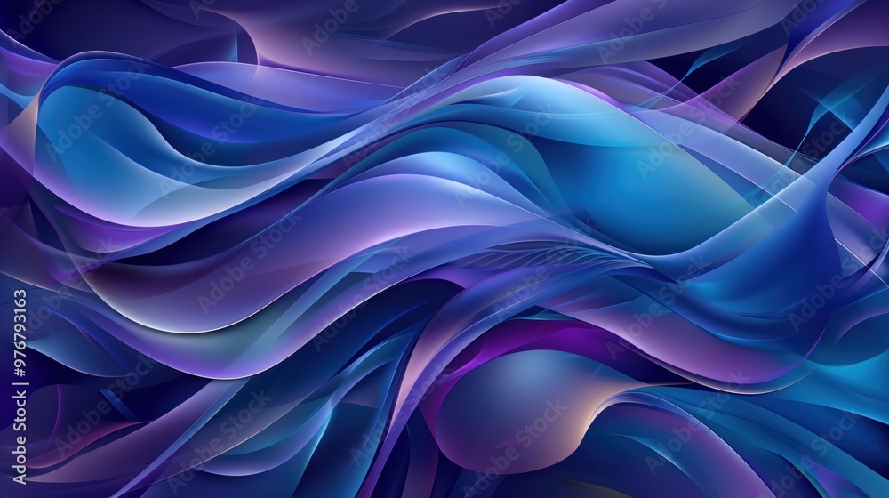 Serene Abstract Patterns Calming Fluid Shapes in Deep Blues and Purples