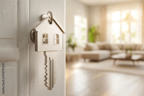 House Key with Blurred Interior Background
