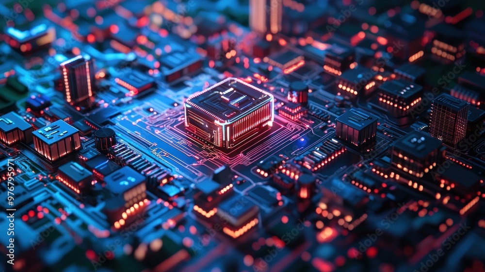 Obraz premium Circuit Board City.