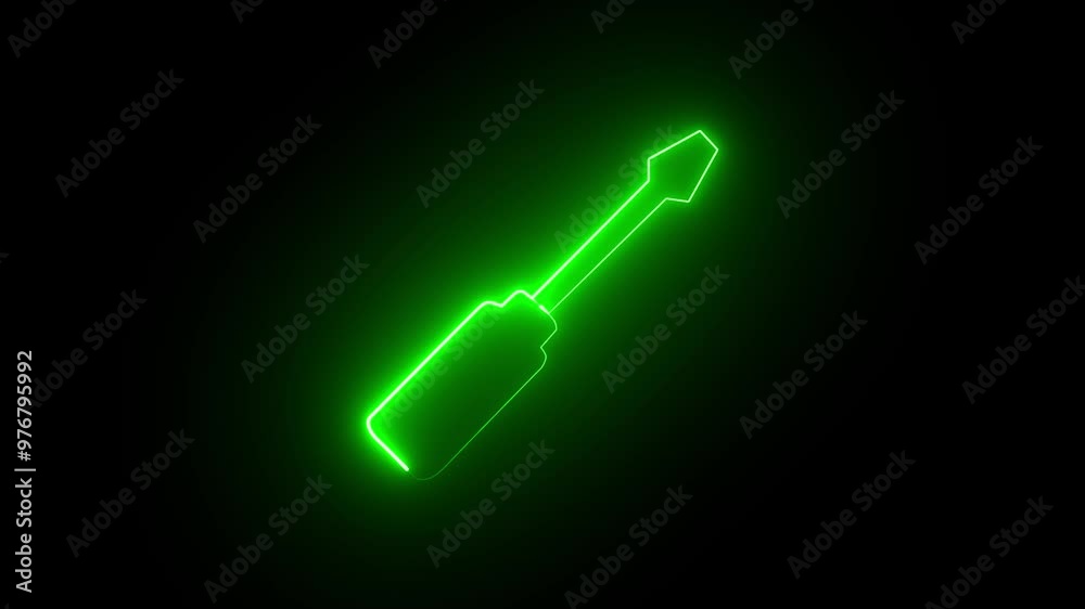 Glowing neon line green color setting icon with spinning gears icon animated. Technology spinning gears icon concept background.