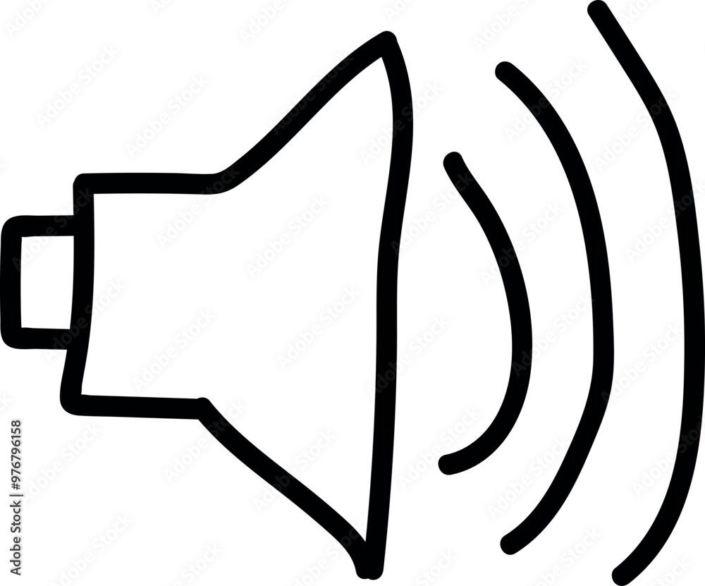 Fototapeta premium Hand-Drawn Megaphone with Sound Waves