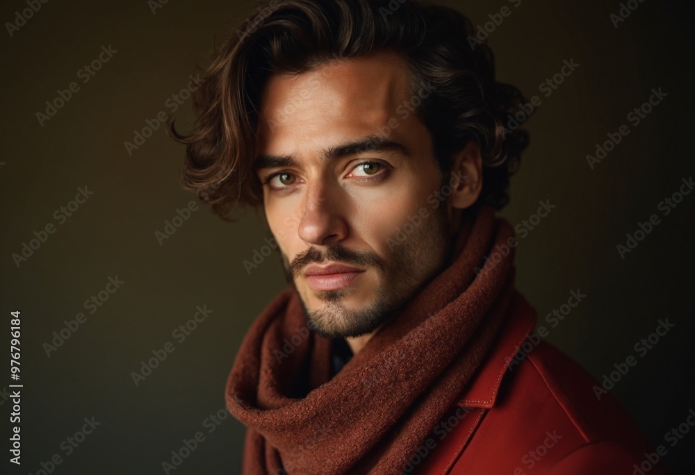 Portrait of an italian beautiful man with a scarf Portrait of an italian beautiful man with a scarf