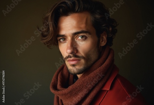 Portrait of an italian beautiful man with a scarf