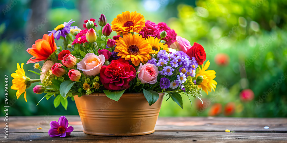 Flowers in a pot with vibrant colors and various types of blooms, flowers, pot, plant, vibrant, colors, gardening, nature Flowers in a pot with vibrant colors and various types of blooms, flowers, pot, plant, vibrant, colors, gardening, nature