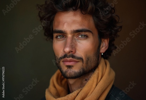 Portrait of an italian beautiful man with a scarf