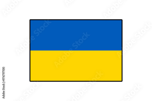 Free Download A vibrant flag representing Ukraine features two horizontal stripes, blue on the top and yellow on the bottom, symbolizing the sky and wheat fields, respectively. - GFXLoad