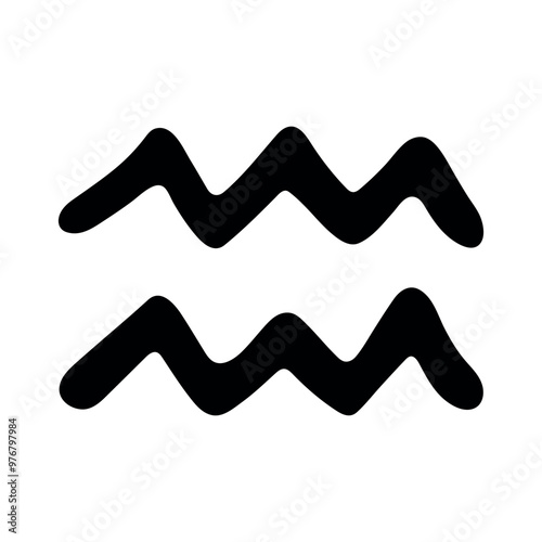 Hand drawn aquarius zodiac sign Esoteric symbol doodle Astrology clipart Element for design