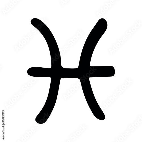 Hand drawn pisces zodiac sign Esoteric symbol doodle Astrology clipart Element for design
