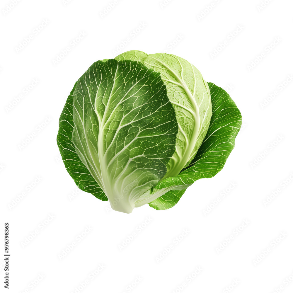 Fresh green cabbage with crisp leaves and vibrant color Fresh green cabbage with crisp leaves and vibrant color
