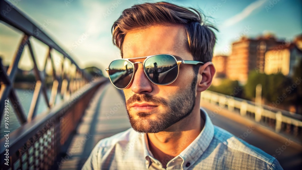 Spectacularly framed, the confident individual's gaze radiates effortless style and individuality, as their chic