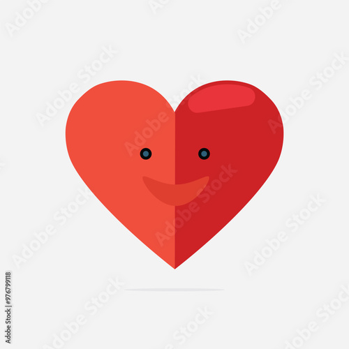 Emoji icon - red heart isolated on white with clipping path and shadow
