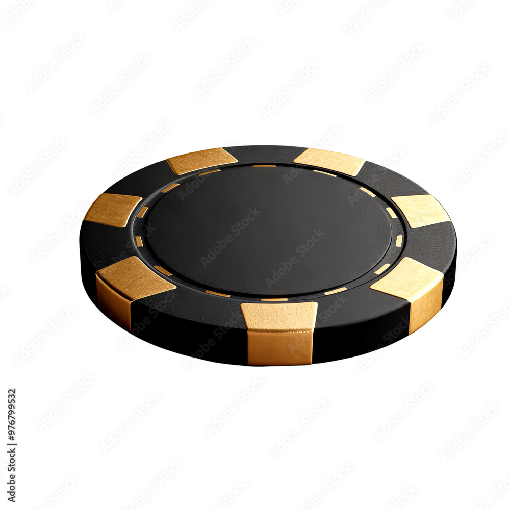 A sleek black and gold poker chip isolated on a dark background, symbolizing gambling and high stakes excitement. A sleek black and gold poker chip isolated on a dark background, symbolizing gambling and high stakes excitement.