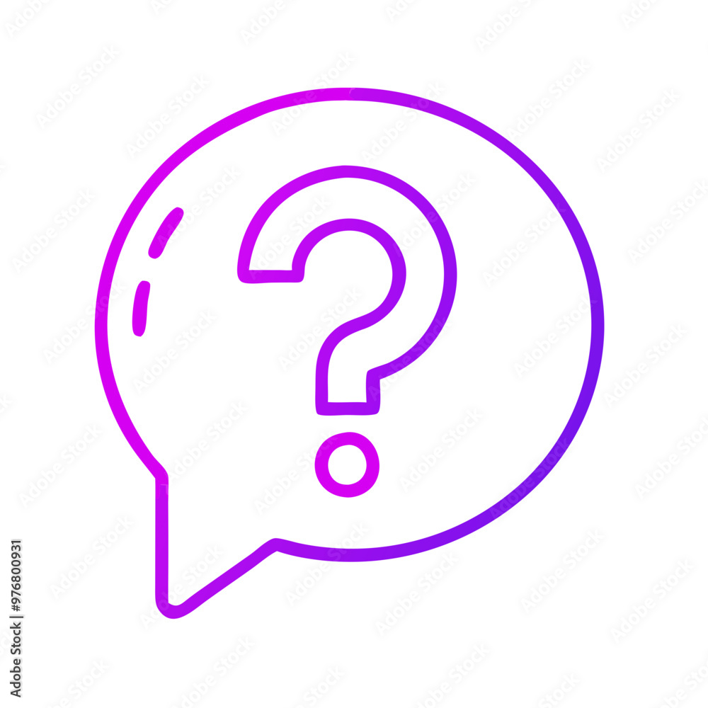 Gradient speech bubble icon with question mark on gray background Gradient speech bubble icon with question mark on gray background