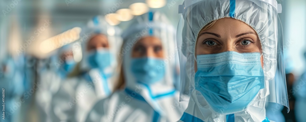 Medical team wearing hazmat suits in hospital Medical team wearing hazmat suits in hospital