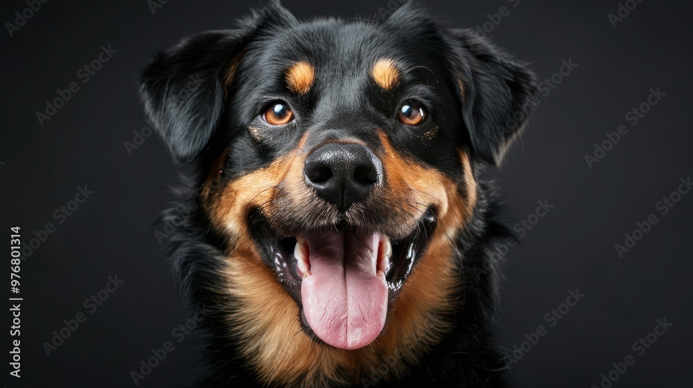 Close-up portrait of a happy dog with its tongue out Close-up portrait of a happy dog with its tongue out