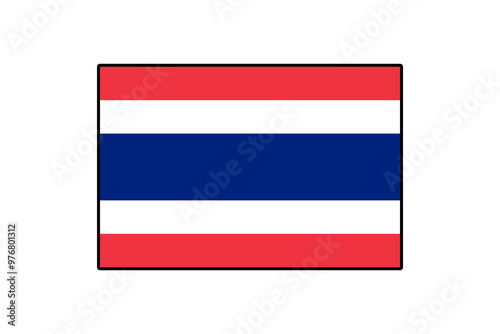 Free Download This artwork displays the national flag of Thailand, featuring horizontal stripes of red, white, and blue. The vibrant colors symbolize the nation's pride and identity. - GFXLoad