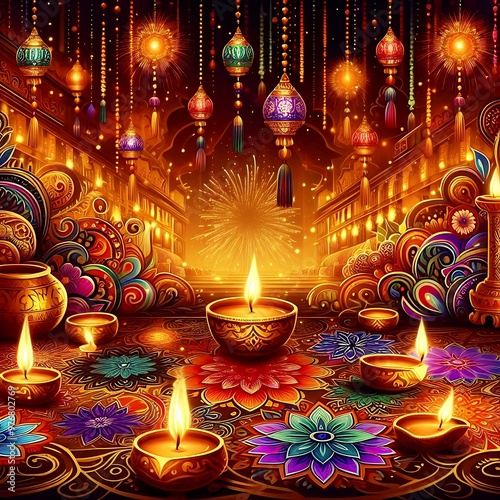 Happy Diwali background illustration photo