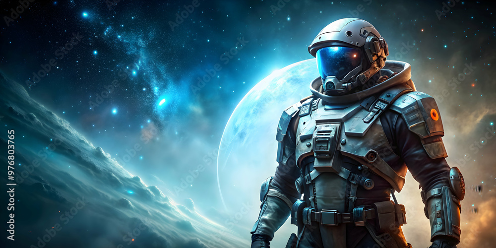 Futuristic soldier in cyberpunk armor standing in space, cyberpunk, space, soldier, futuristic, armor, technology Futuristic soldier in cyberpunk armor standing in space, cyberpunk, space, soldier, futuristic, armor, technology