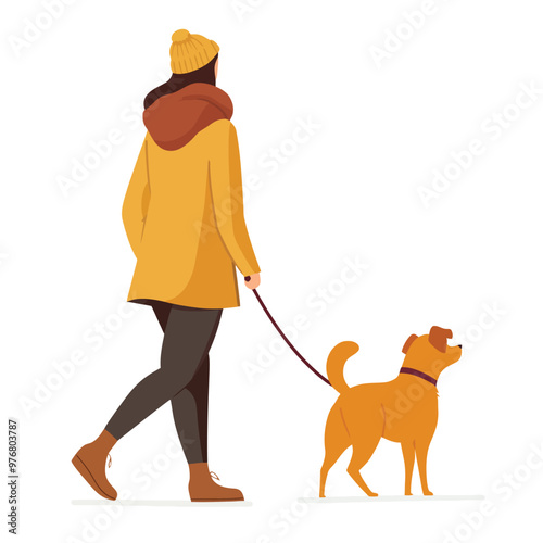 Woman walking a dog