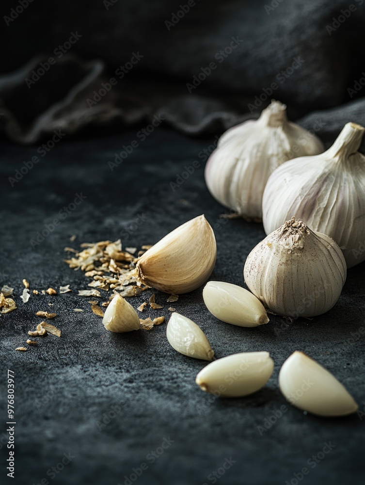 Garlic Cloves on Table Garlic Cloves on Table