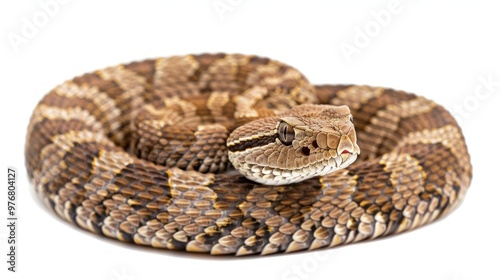 A rattlesnake coiled isolated on a transparent background.