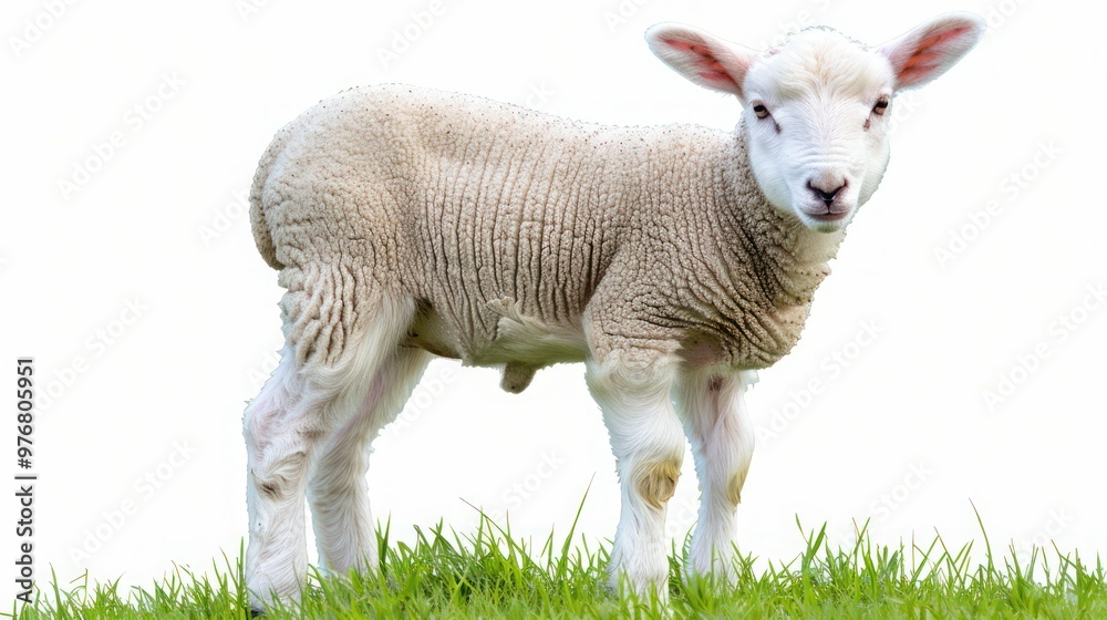 Obraz premium A lamb in a meadow isolated on a transparent background.
