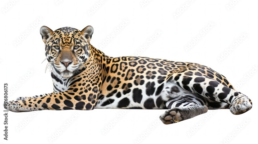 A jaguar resting isolated on a transparent background. A jaguar resting isolated on a transparent background.