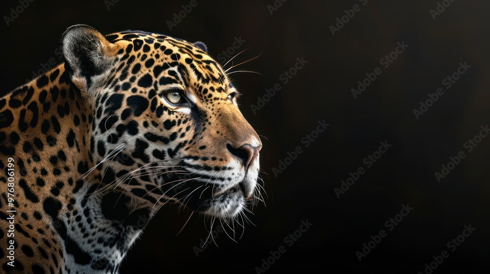 A jaguar lurking in the shadows isolated on a transparent background. A jaguar lurking in the shadows isolated on a transparent background.
